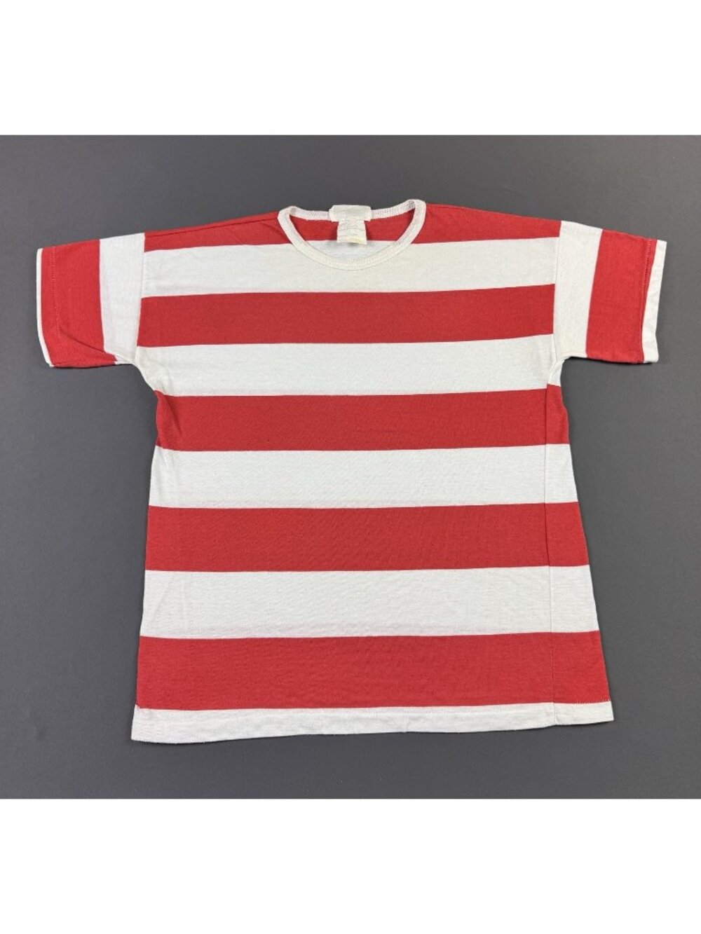 Rare Vintage 90s Perspective Red White Stripe Shirt Classic Design Single Stitch